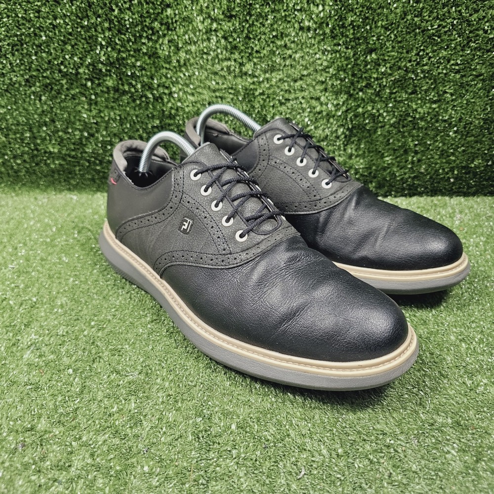 Footjoy 57904 Traditions Black Leather Spiked Golf Sneakers Mens Size US 13 M